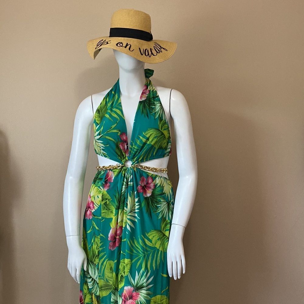 NWOT Fashion Nova Tropical Vacay Maxi Dress - Green - Picture 6 of 16